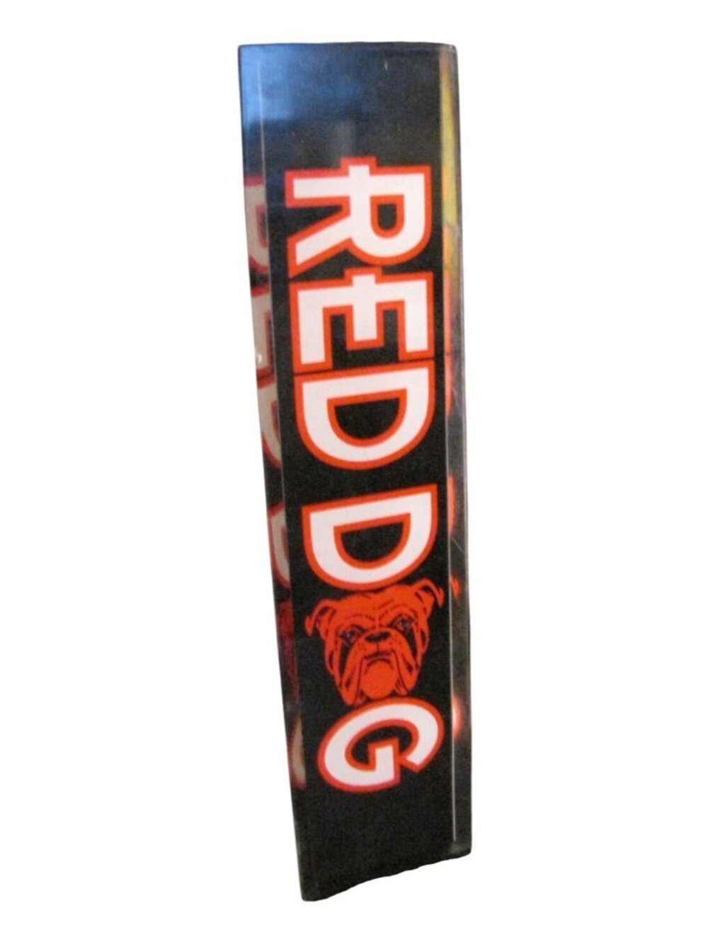 Vintage Red Dog Beer Three Sided Bulldog Logo Beer Tap Handle